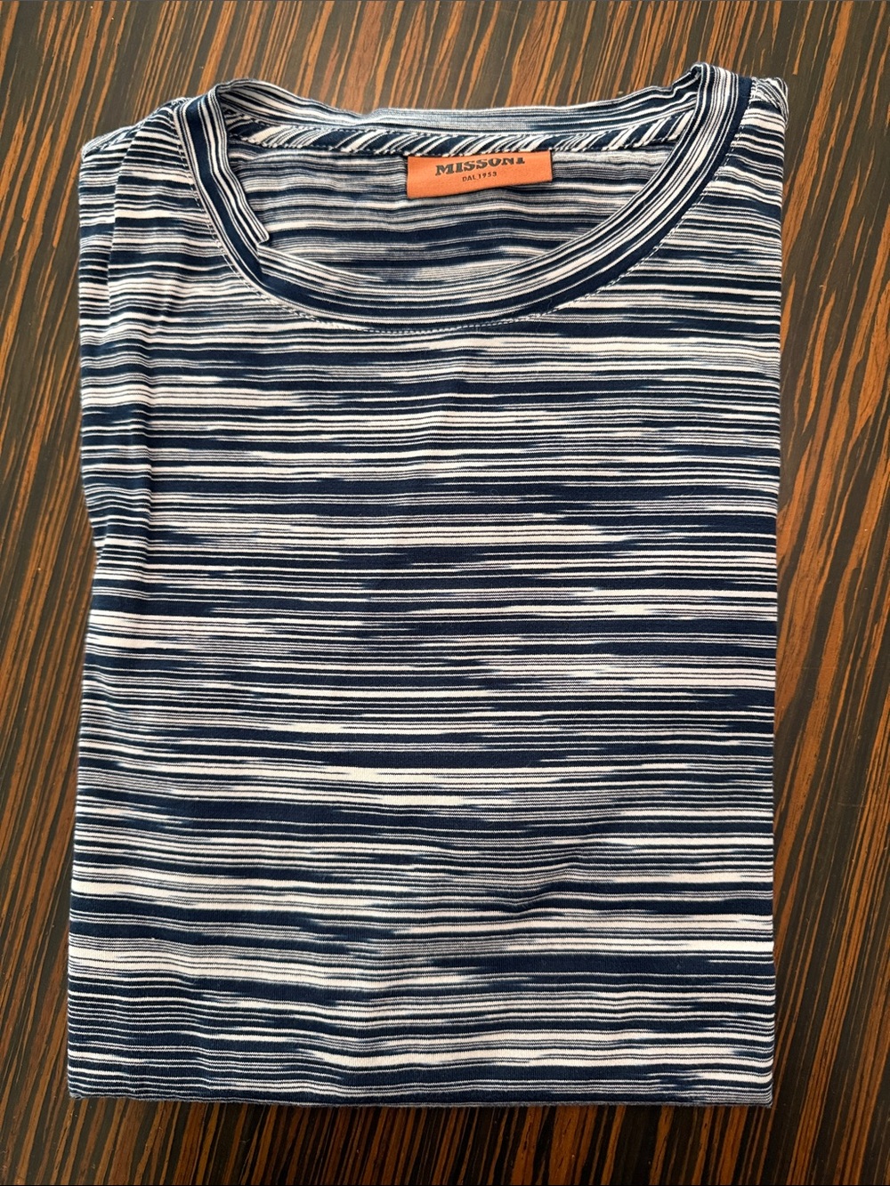 Missoni Navy and White Striped Crewneck Tee
